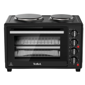 Cuptor electric Tefal Optimo OF463830, 32 L, 2 plite, 5 moduri de gatire, termostat ajustabil, tava copt, negru