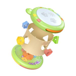 Jucarie Interactiva 3in1 Tumama® cu Toba, Cub Educativ si Labirint, pentru copii si bebelusi, Sunete si Lumini, Material Plastic, Varsta +18 luni, galben/verde