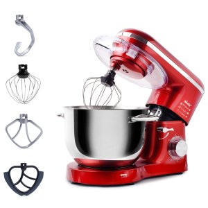 Mixer cu bol din inox Biovita MB-1500PRO, 1500 W, Bol 6 L inox, 6 Viteze, Functie Pulse, Rosu+Inox