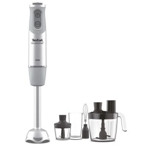 Mixer vertical Tefal Quickchef HB65LD38, Functii Pulse, Turbo, 20 viteze, Picior Inox, Pahar, Tocator, Tel, Alb