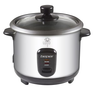 Oala electrica Beper 90.550, 400W, carcasa din otel inoxidabil, invelis interior antiaderent, exterior rece la atingere, functie pastrare la cald, Gri