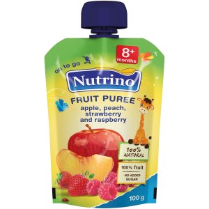 Pachet:
                                    3 x
                    Piure Nutrino cu mar, piersica, capsuna si zmeura, 100 g, de la 8 luni