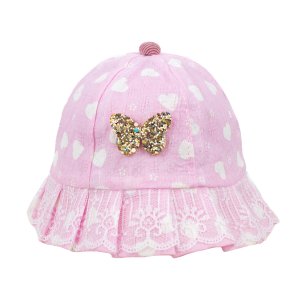 Palarie bebe fata cu fluturas, Roz