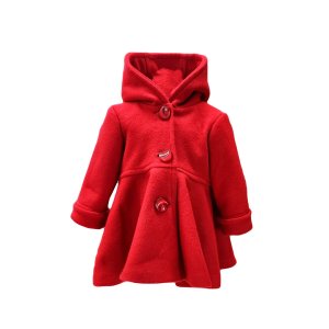 Palton stofa model Eliza, culoare rosie, marime 110 cm, varsta