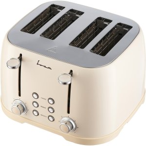 Prajitor de paine FRAM FTP-800CR, 1600W, 4 felii, 6 nivele de rumenire, tavita detasabila pentru firimituri, Crem