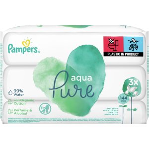 Servetele umede Pampers Aqua Pure, 3 pachete, 144 buc