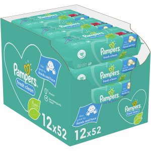 Servetele umede Pampers Fresh Clean, 12 pachete x 52, 624 buc