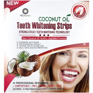 Set Benzi pentru albirea dintilor, cu peroxid de hidrogen 6% si ulei de cocos, NeoSimply, 14 plicuri, 65 g - eMAG.ro
