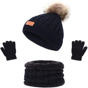 Set Iarna pentru Copii, ASKSA, Tricota, Caciula, Fular, Manusi